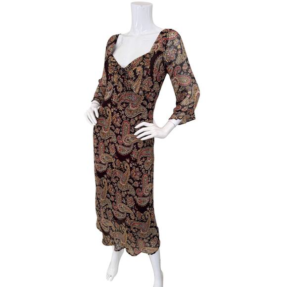 Free People vintage y2k 90s paisley bias midi slip dress large whimsygoth fairy - Picture 6 of 7